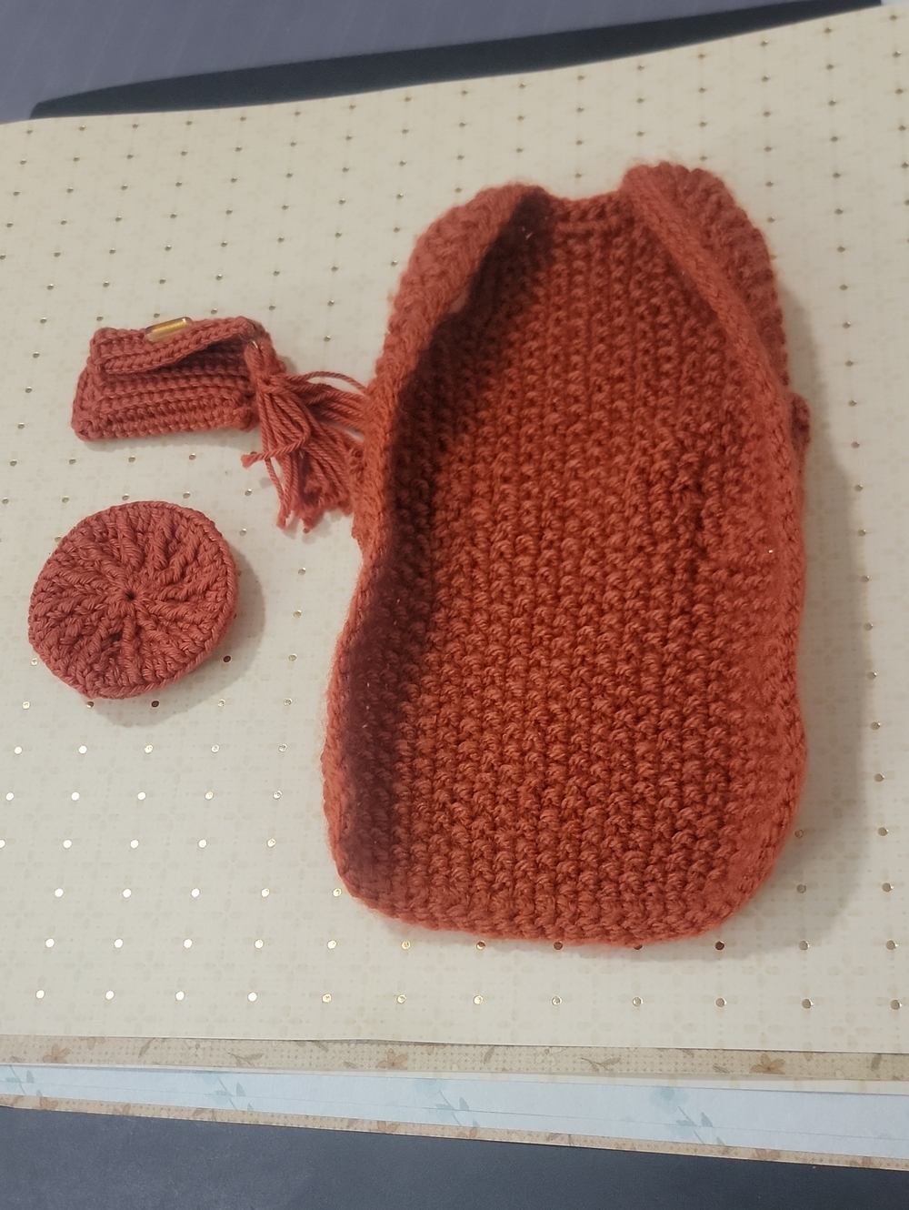 Hand-Crocheted Accessory Set in Rust Tone For Fashion Dolls
